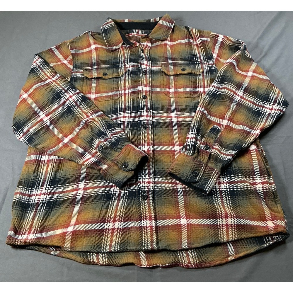 Orvis Classic Collection Mens XL Plaid Flannel Shirt Cotton Earth Tone Button Up